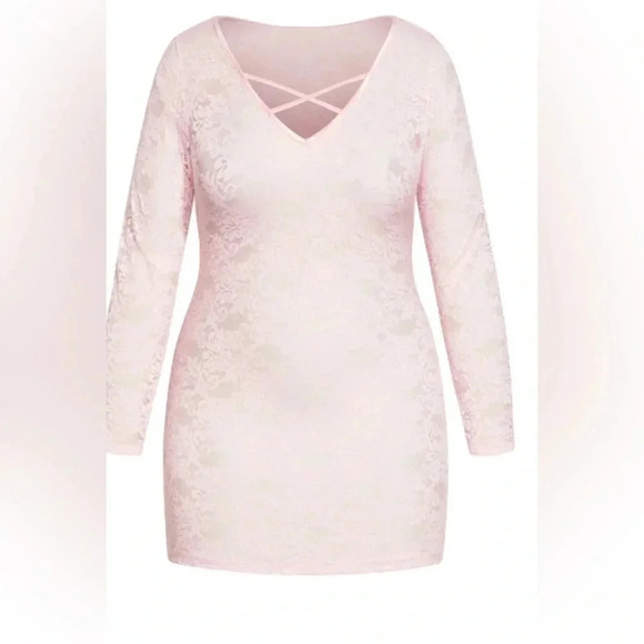 Sheer Lace Chemise, Soft Pink, Plus 14, Same size as model - Picture 3 of 5